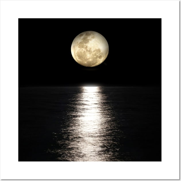 moon ocean calm view Wall Art by tedd